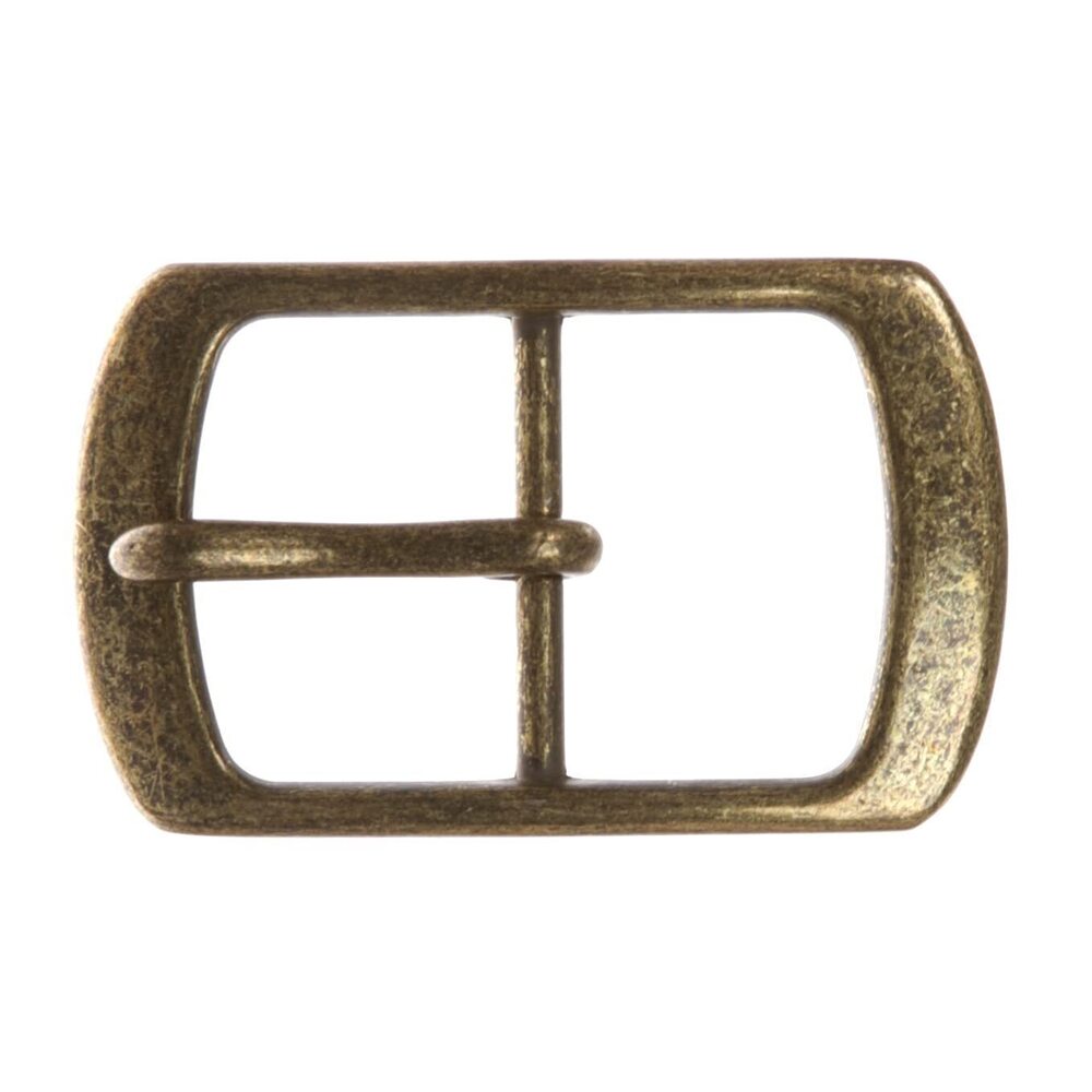 2538 1 1/2" 38 mm Center Bar Single Prong Rectangular Belt Buckle, Antique